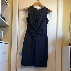 Brooks Brothers Ruched Sheath Dress Black Midi